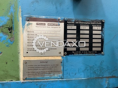 Used Muller Weingarten C40 1 100 S C Type Hydraulic Press Machine 40 Ton For Sale At Best Prices Vendaxo